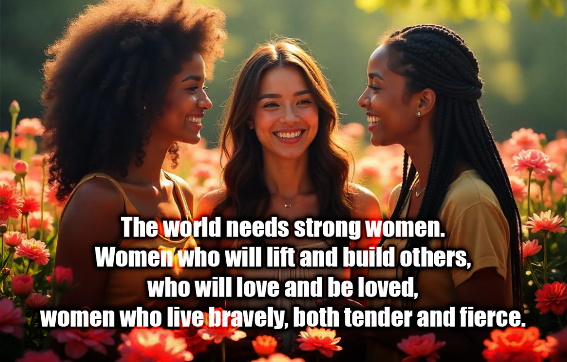 The world needs strong women. Women who will lift and build others, who will love and be loved, women who live bravely, both tender and fierce. - Amy Tenney