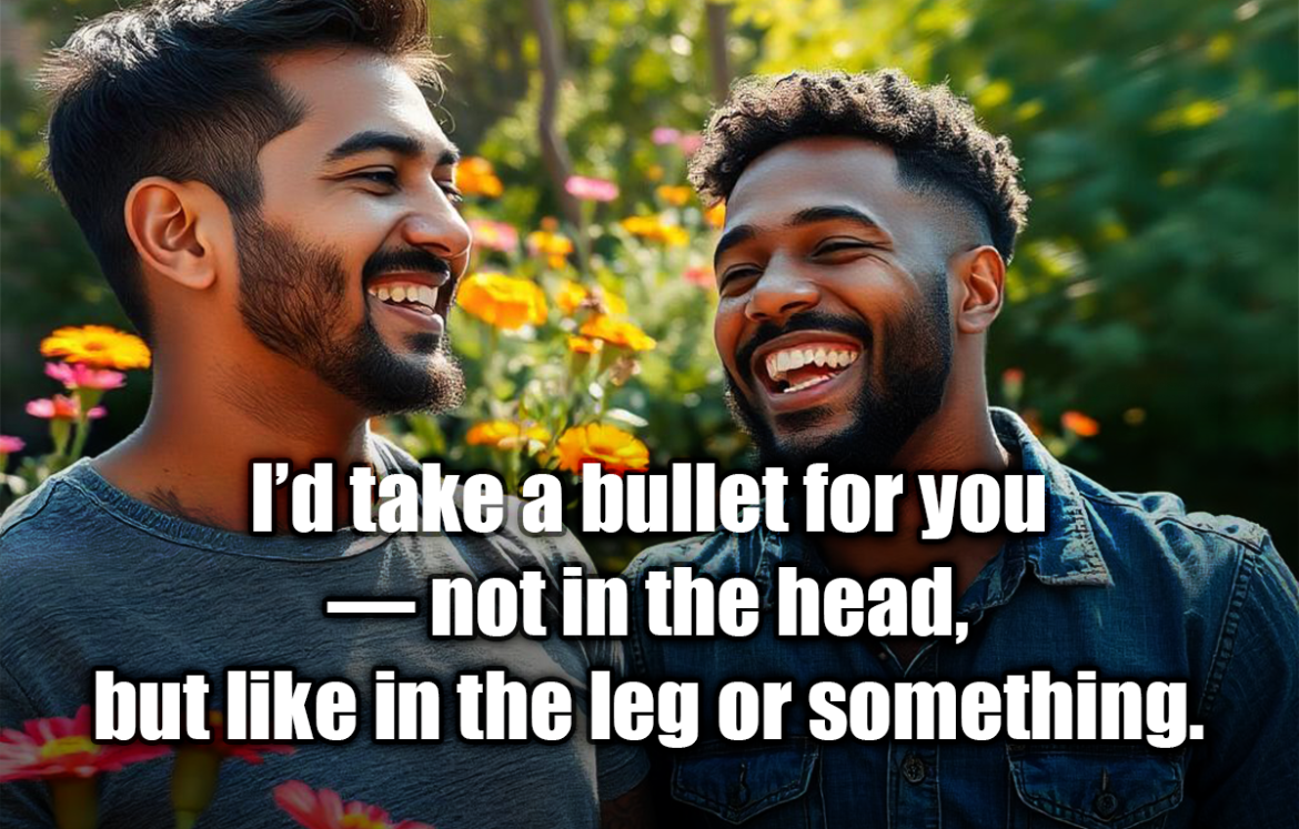 I’d take a bullet for you — not in the head, but like in the leg or something. - Anonymous