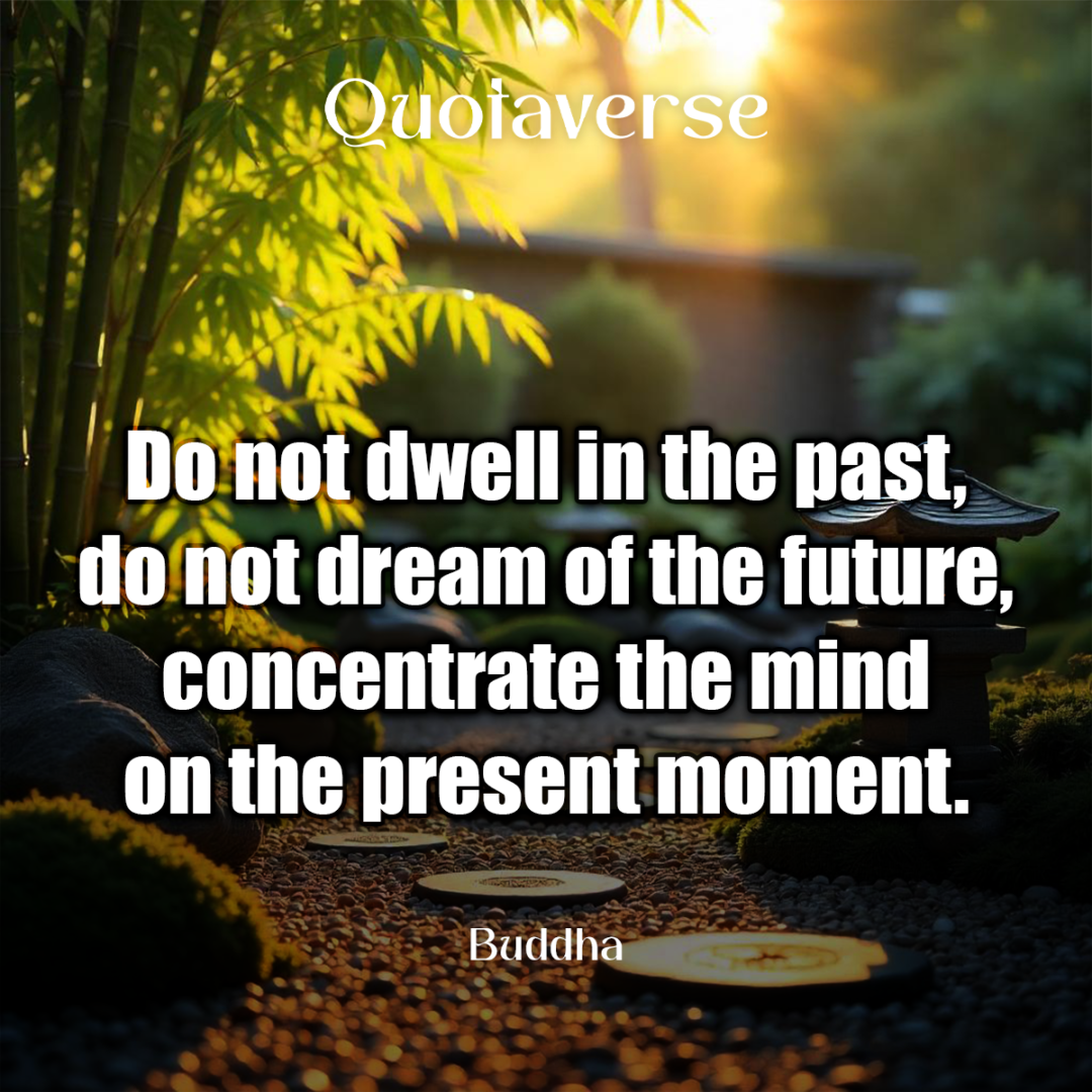 Do not dwell in the past, do not dream of the future, concentrate the mind on the present moment. - Buddha