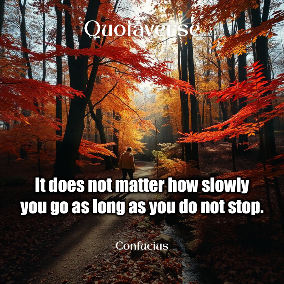 It does not matter how slowly you go as long as you do not stop. - Confucius