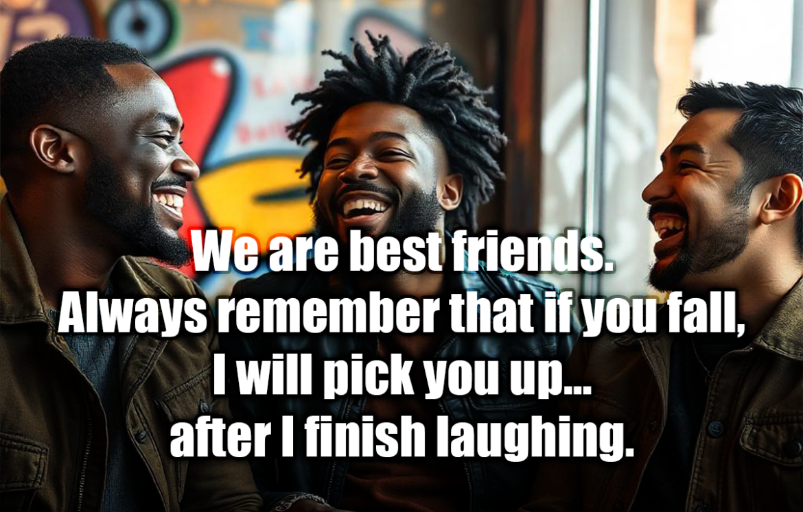 We are best friends. Always remember that if you fall, I will pick you up… after I finish laughing. - Anonymous