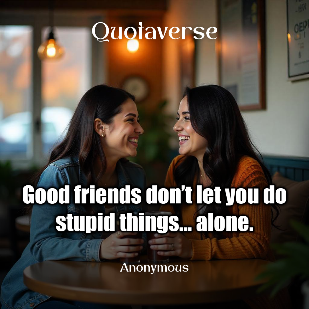 Good friends don’t let you do stupid things… alone. - Anonymous