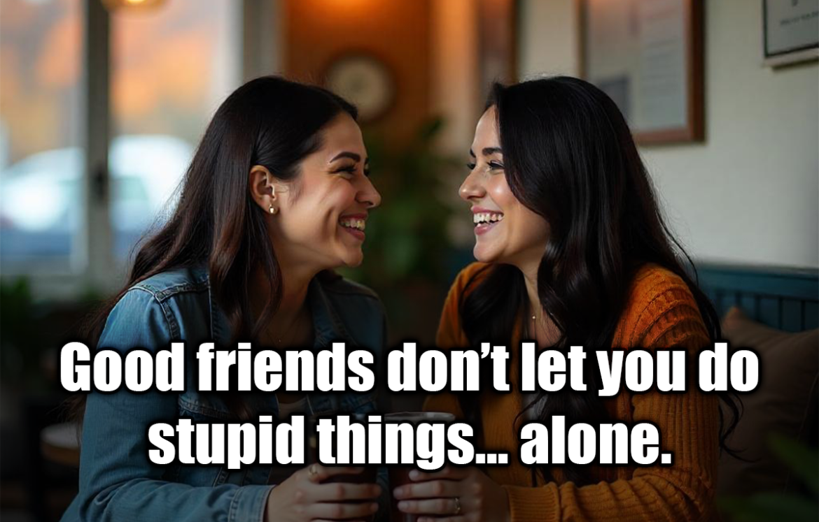 Good friends don’t let you do stupid things… alone. - Anonymous