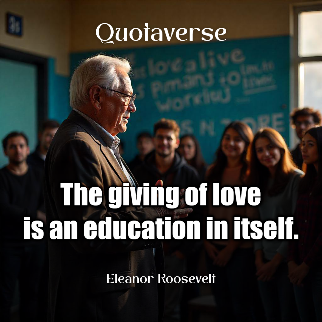 The giving of love is an education in itself. - Eleanor Roosevelt