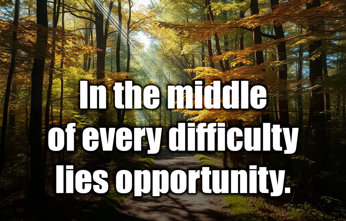 In the middle of every difficulty lies opportunity. - Albert Einstein